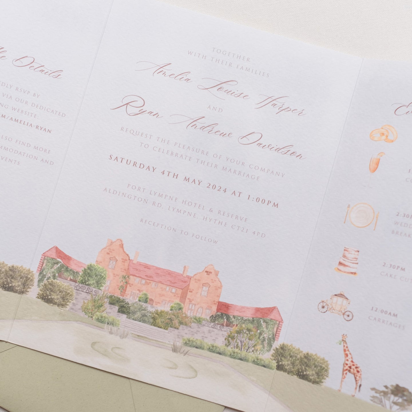 Safari Folded Wedding Invitation inside details